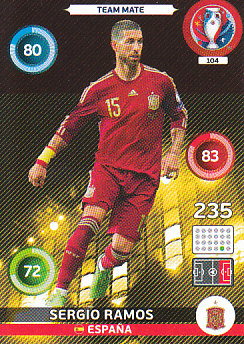 Sergio Ramos Spain Panini UEFA EURO 2016 #104